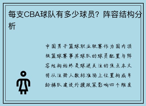 每支CBA球队有多少球员？阵容结构分析